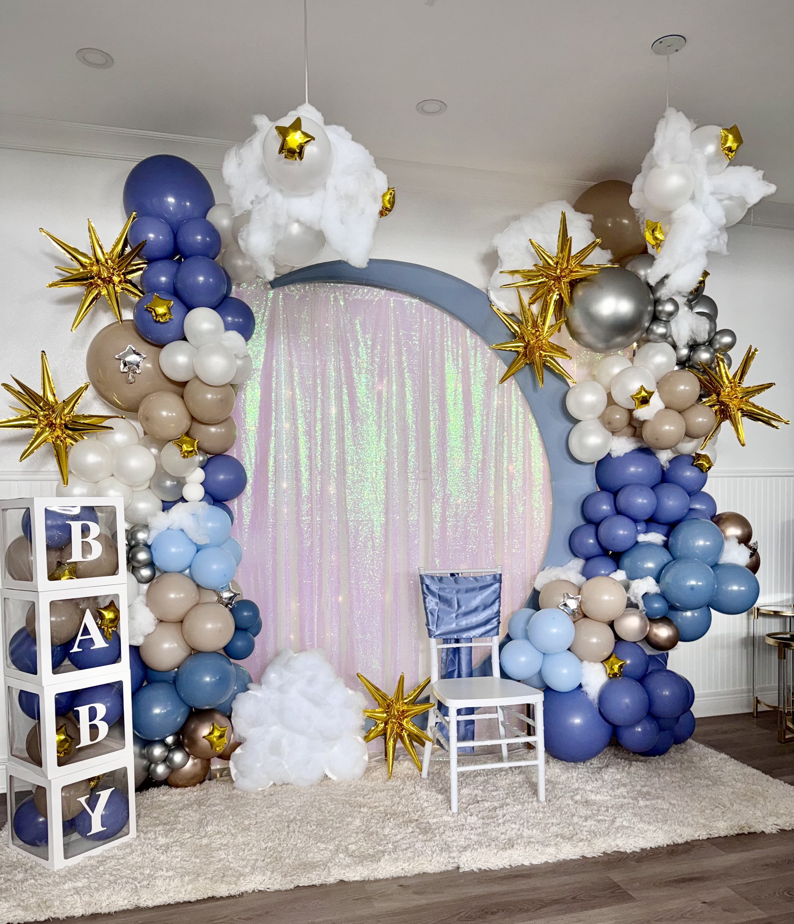 Baby shower balloon arch decoration at the Sixth & Main Event Center venue